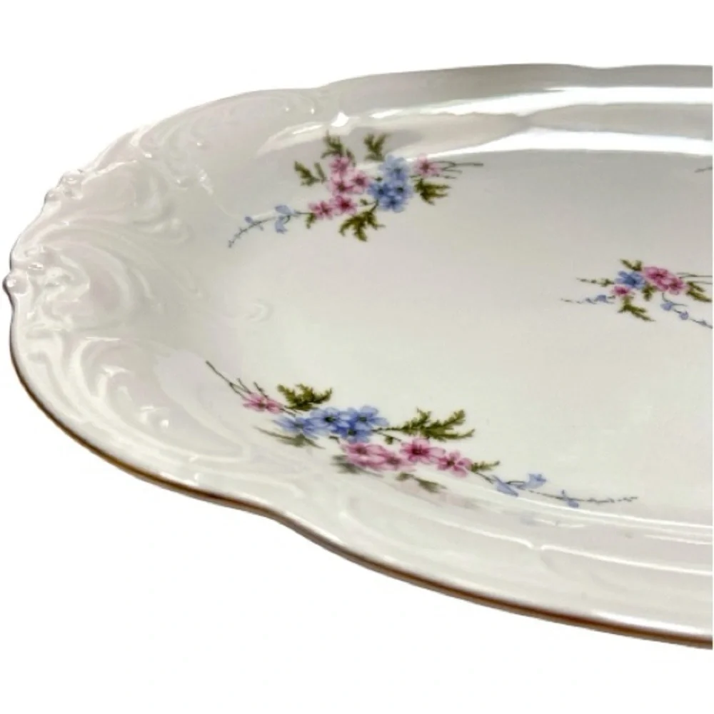 Wawel Rose Garden Vintage Polish Fine Porcelain Rimmed Serving Platter 13